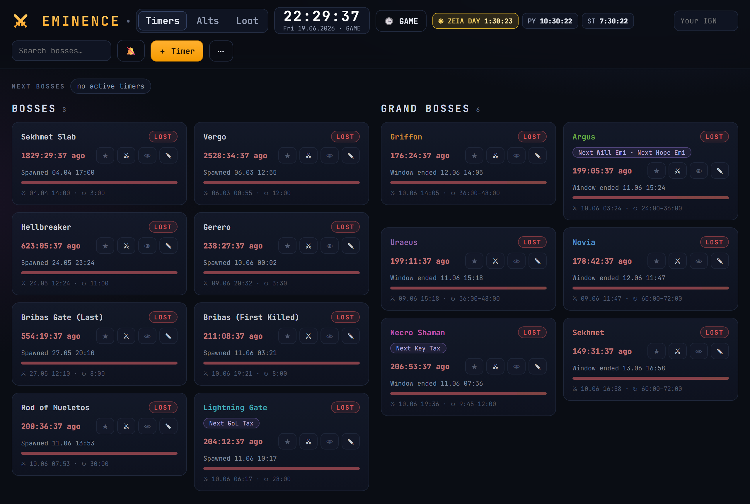 Boss Tracker — Live boss timers on the synced game clock